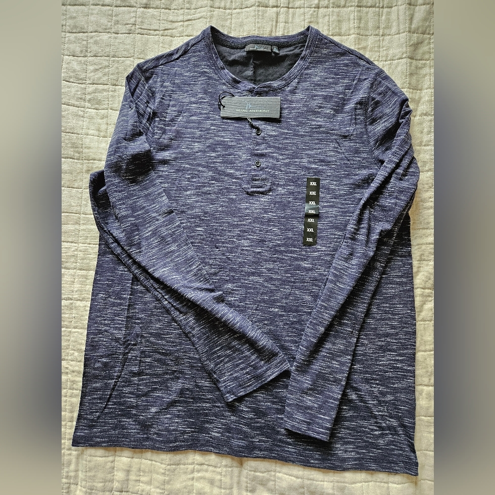 Marc Anthony XXL Navy Knit Henley Shirt Men's Size XXL Slim Fit NWT